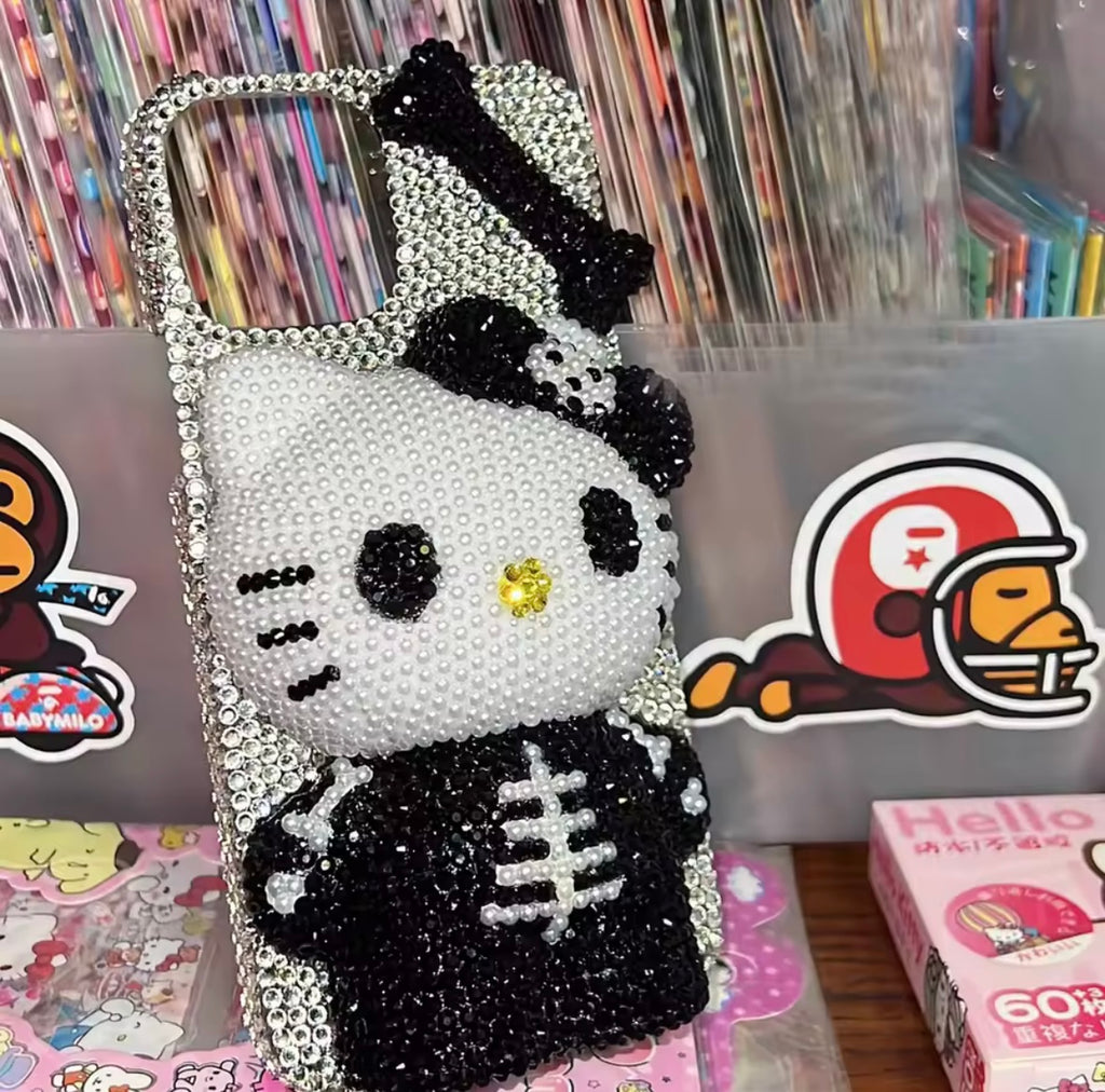 Skull Kitty Rhinestone Bedazzle Case