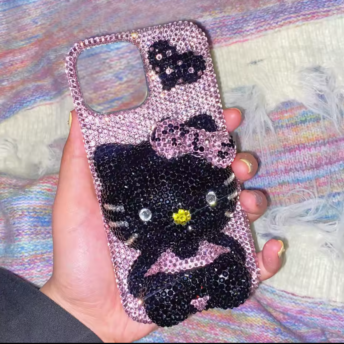 Pink Hello Kitty Bedazzle Black Rhinestone Case