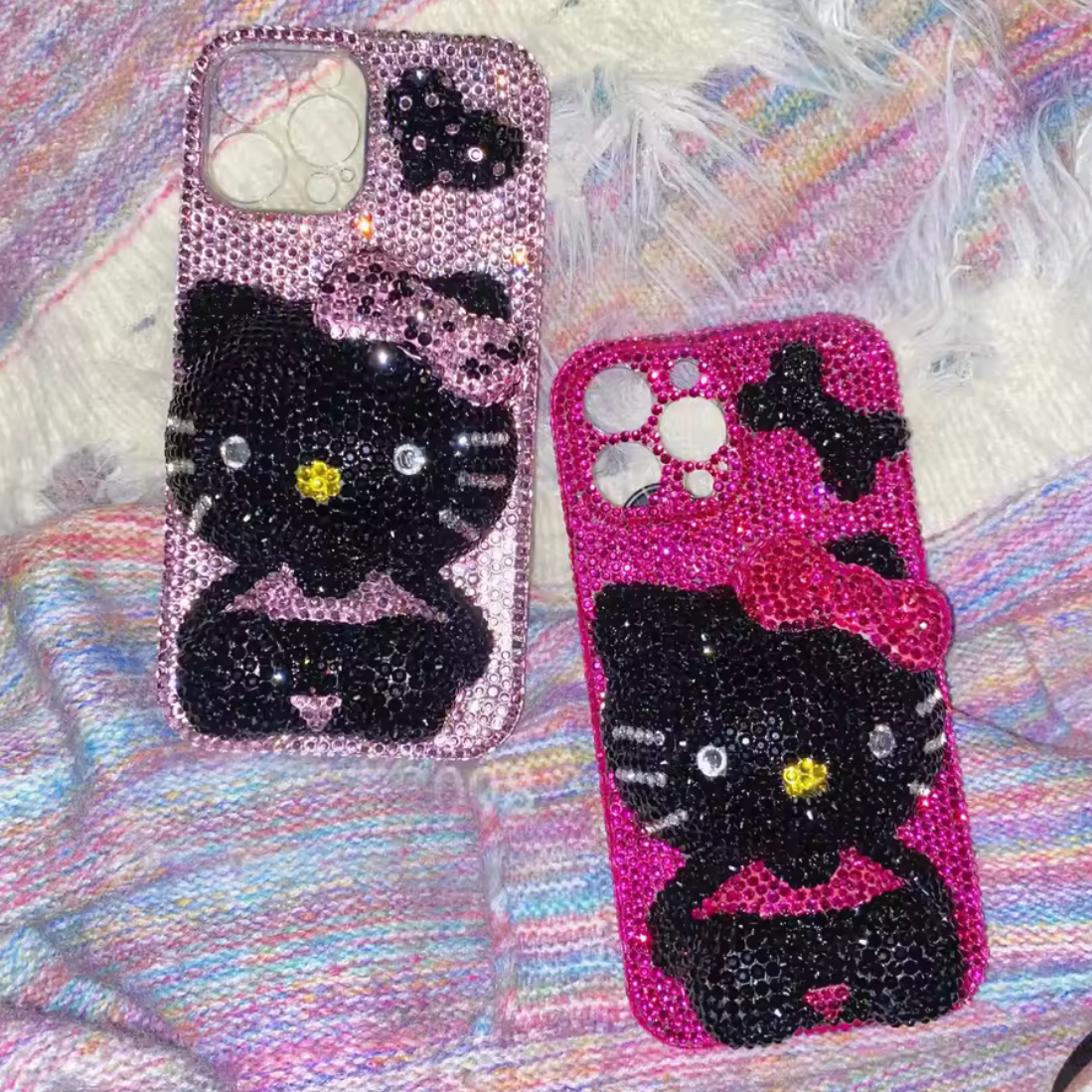 Pink Hello Kitty Bedazzle Black Rhinestone Case