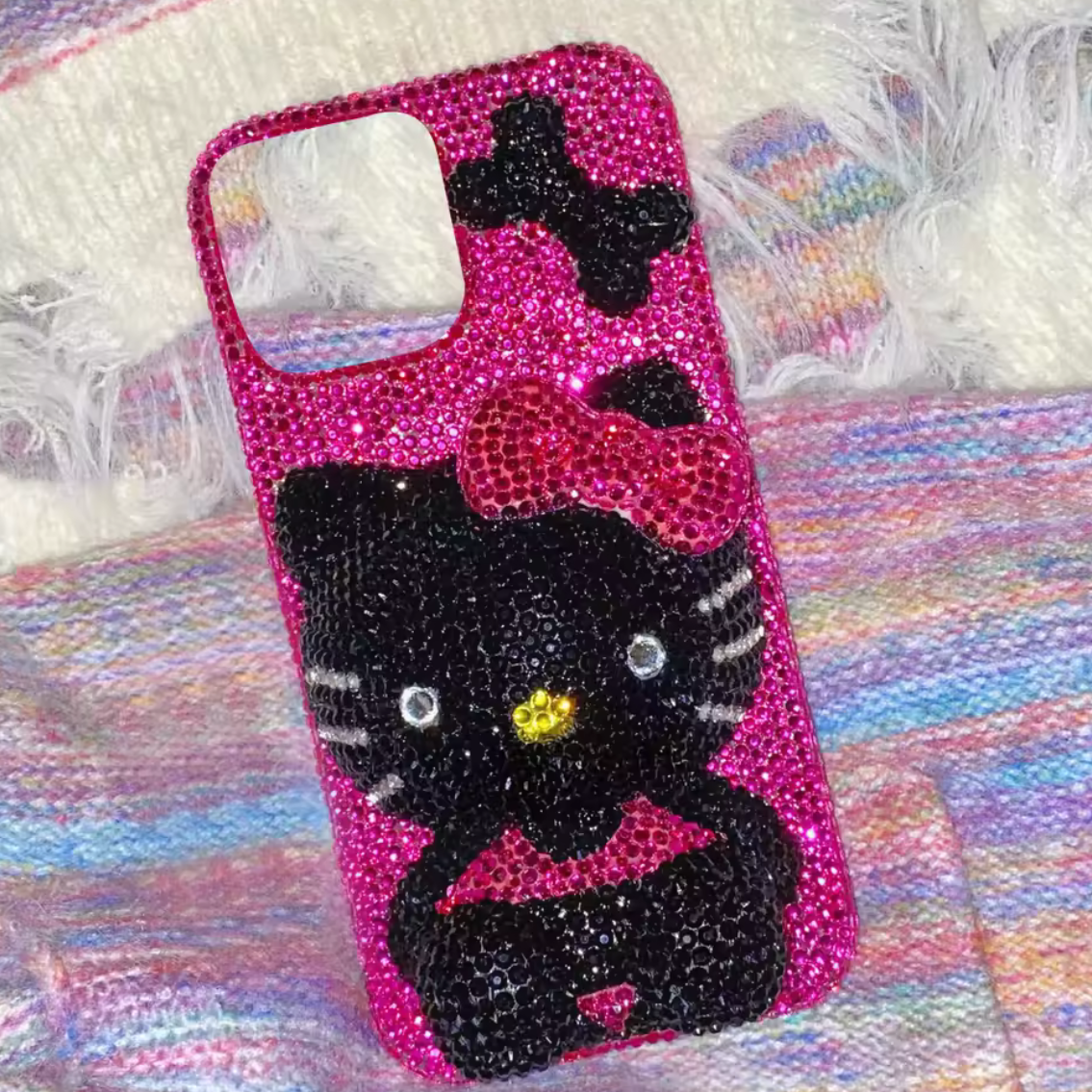 Pink Hello Kitty Bedazzle Black Rhinestone Case