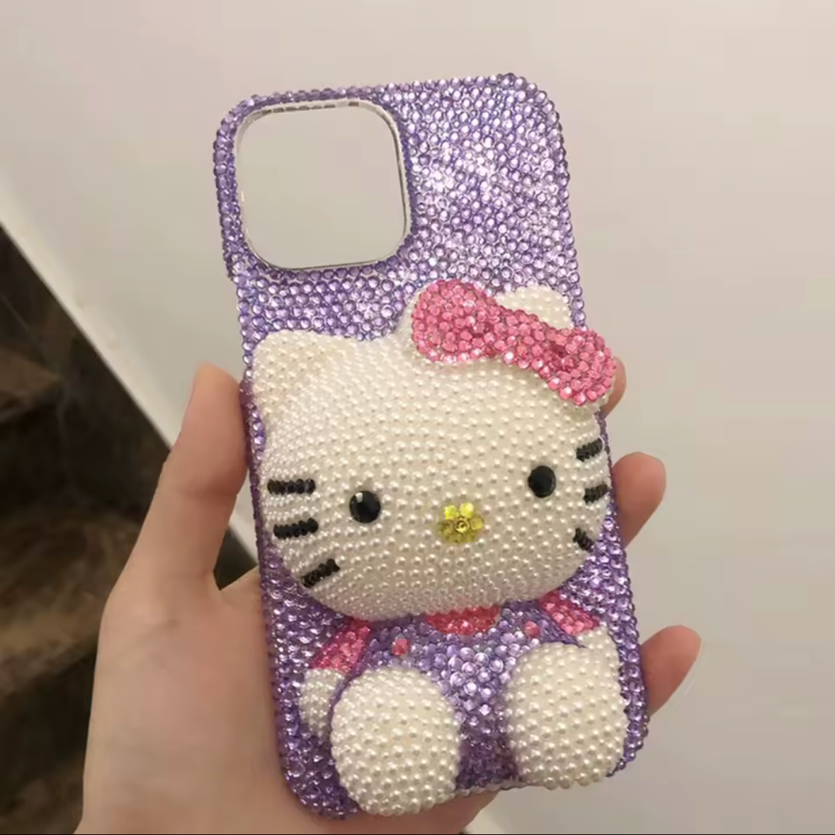 Purple Rhinestone Bedazzle Kitty Phone Case