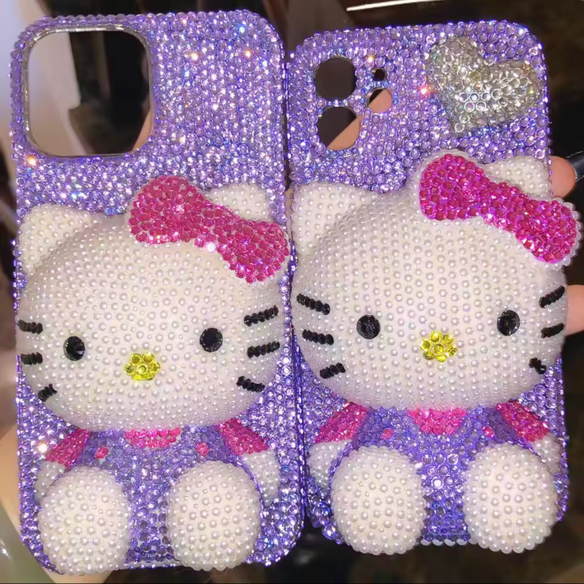 Purple Rhinestone Bedazzle Kitty Phone Case