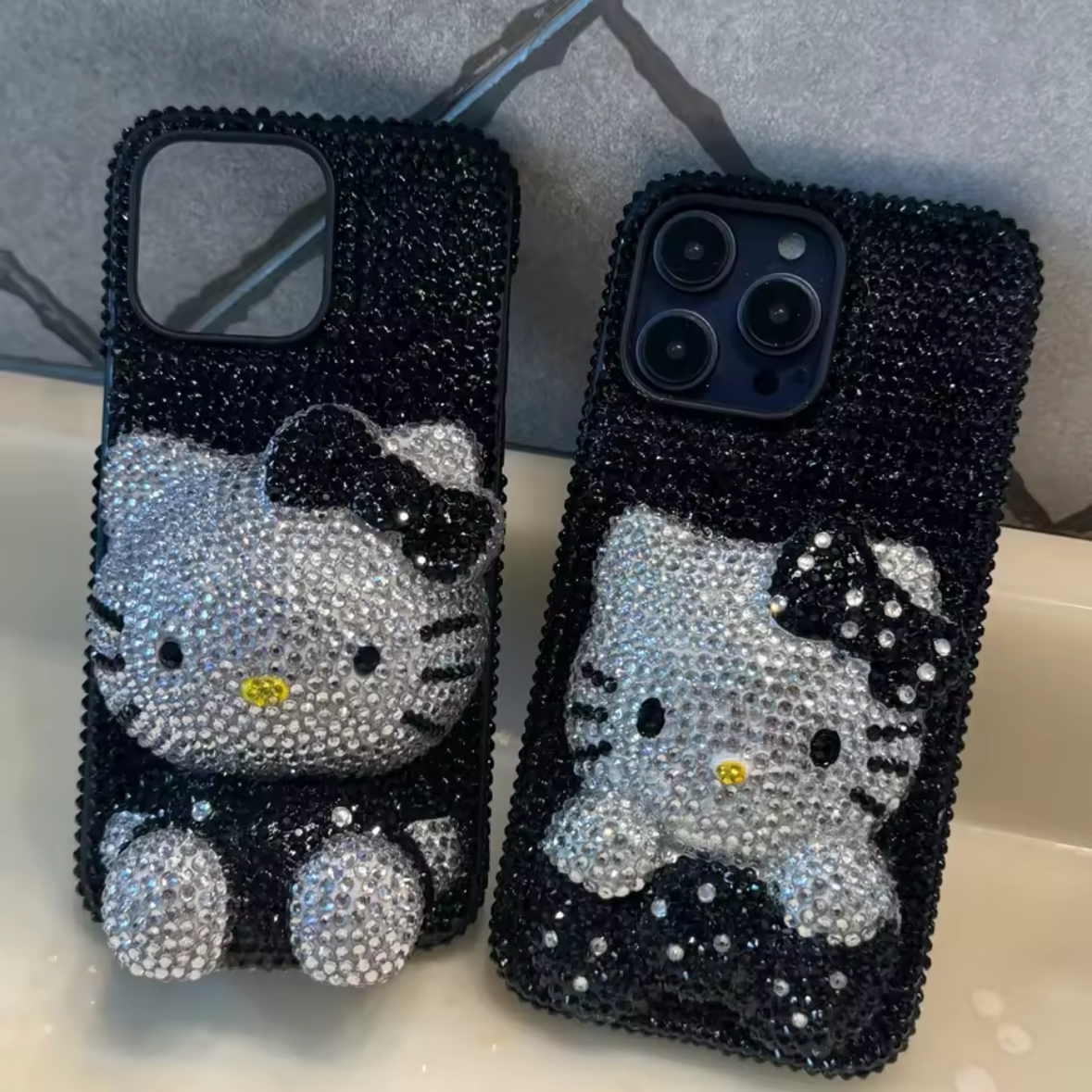 Black Bedazzle Kitty Phone Case
