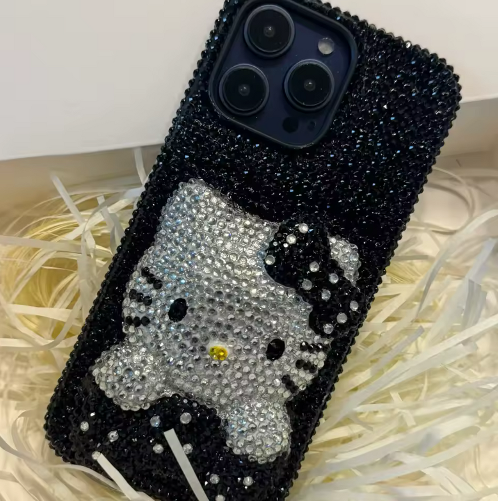 Black Bedazzle Kitty Phone Case
