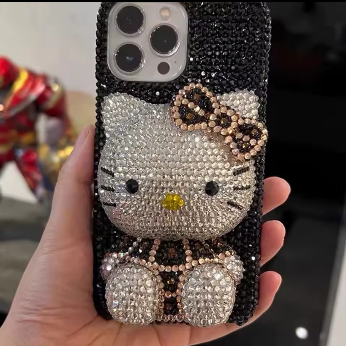 Brown Crystal Kitty Bedazzled Phone Case