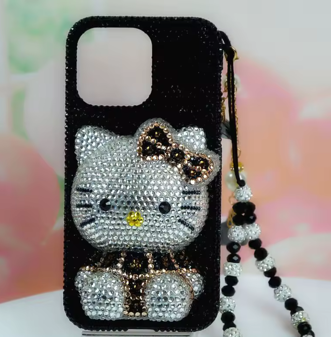 Brown Crystal Kitty Bedazzled Phone Case