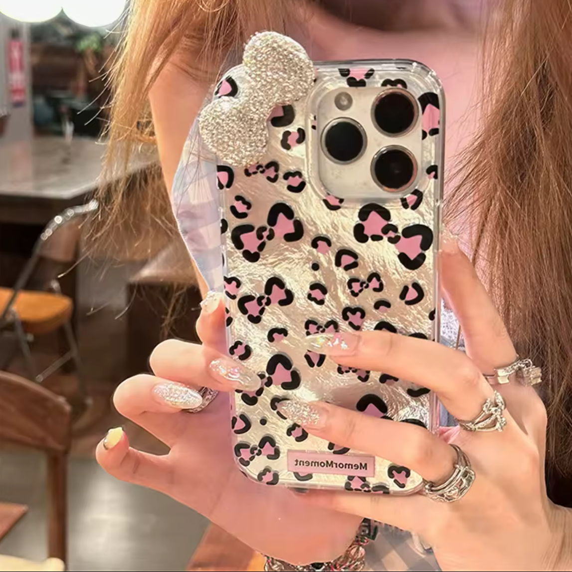 Kitty Leopard w a Bow Phone Case