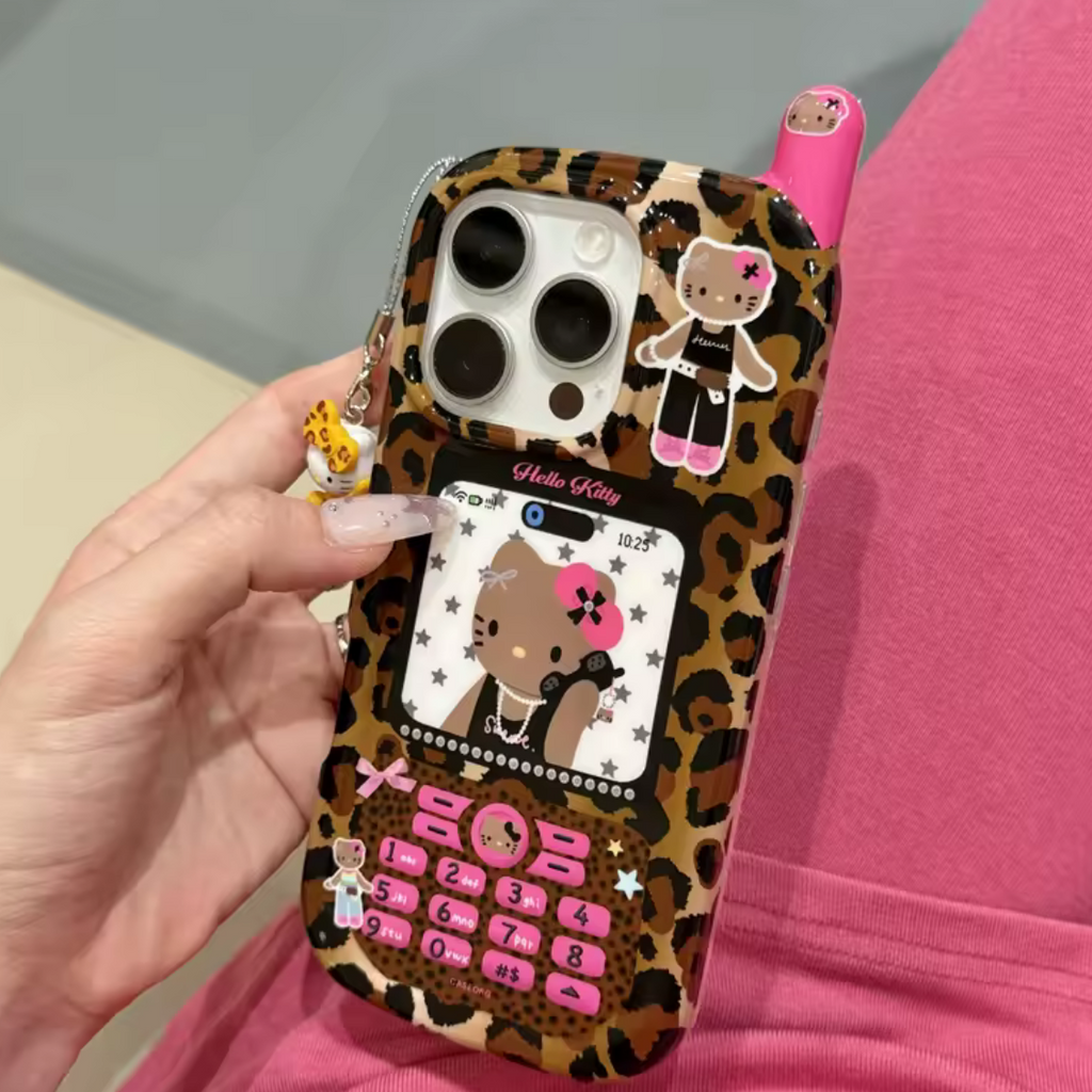 Leopard Hello Kitty Flip Phone Case