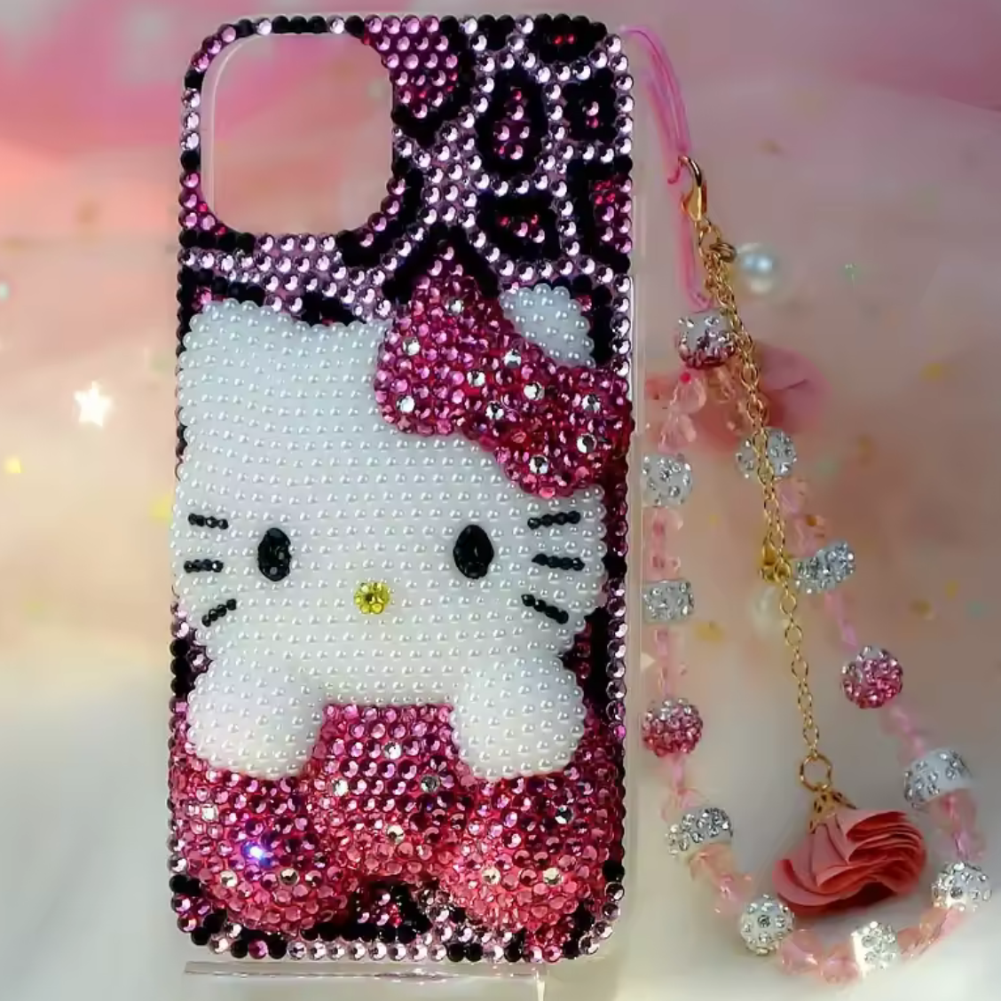 Pink Leopard Print Bedazzle Phone Case