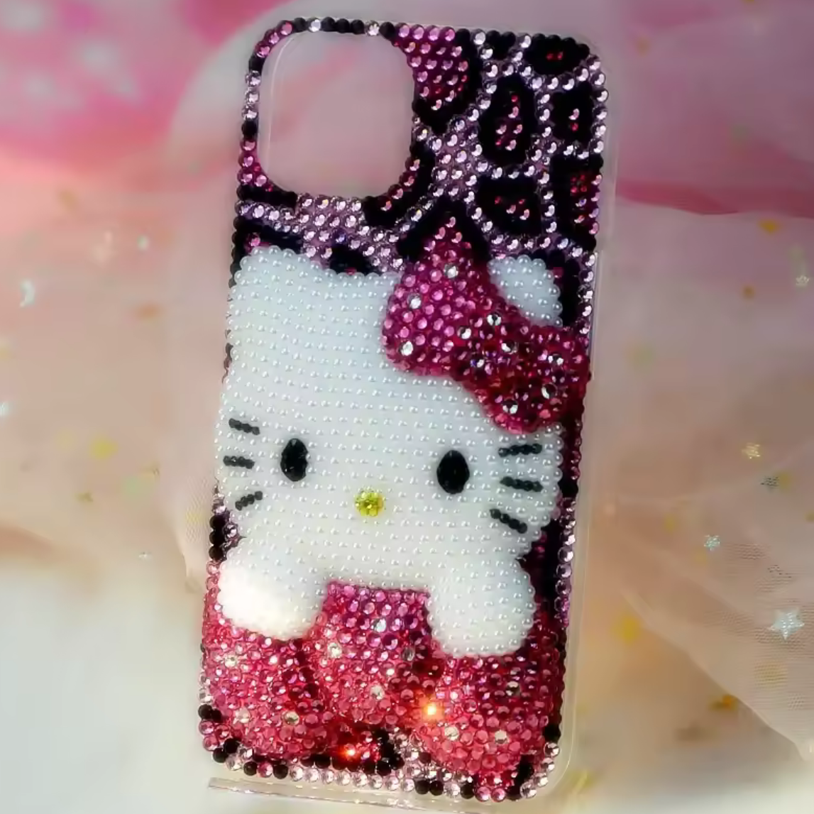 Pink Leopard Print Bedazzle Phone Case