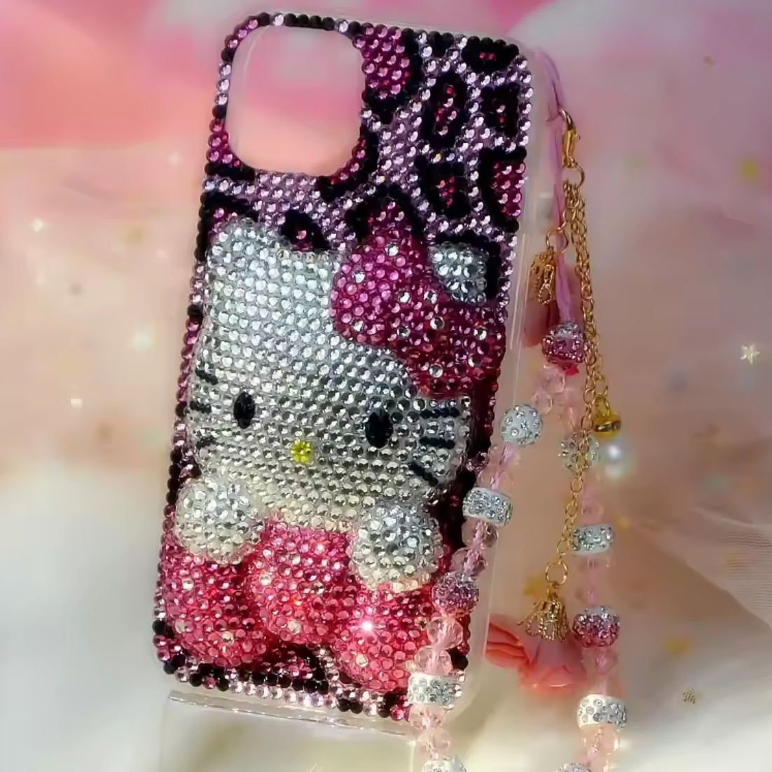 Pink Leopard Print Bedazzle Phone Case