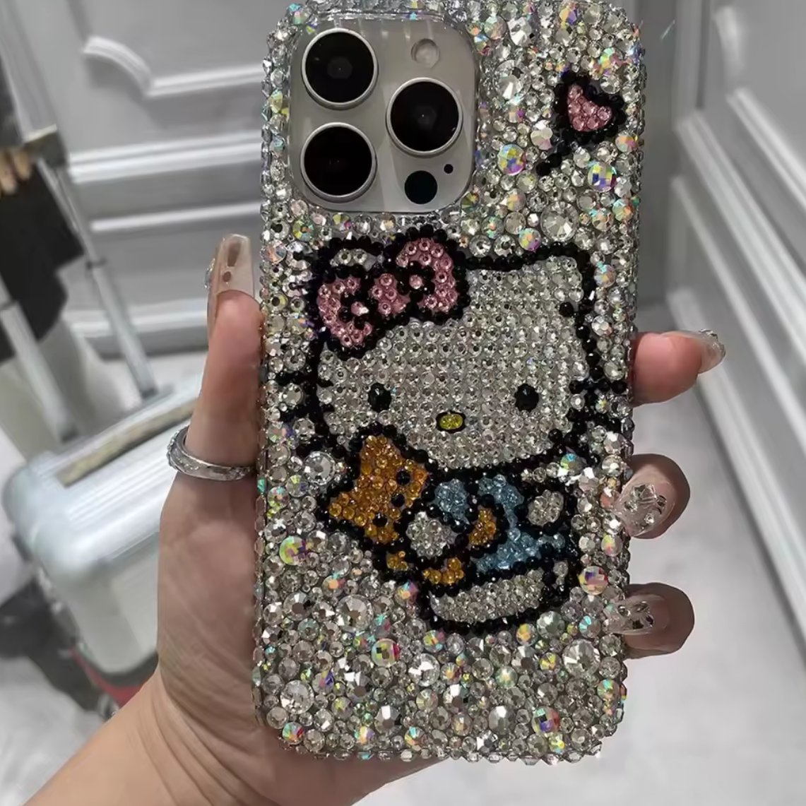 Hugging Bear Rhinestone Phone Case